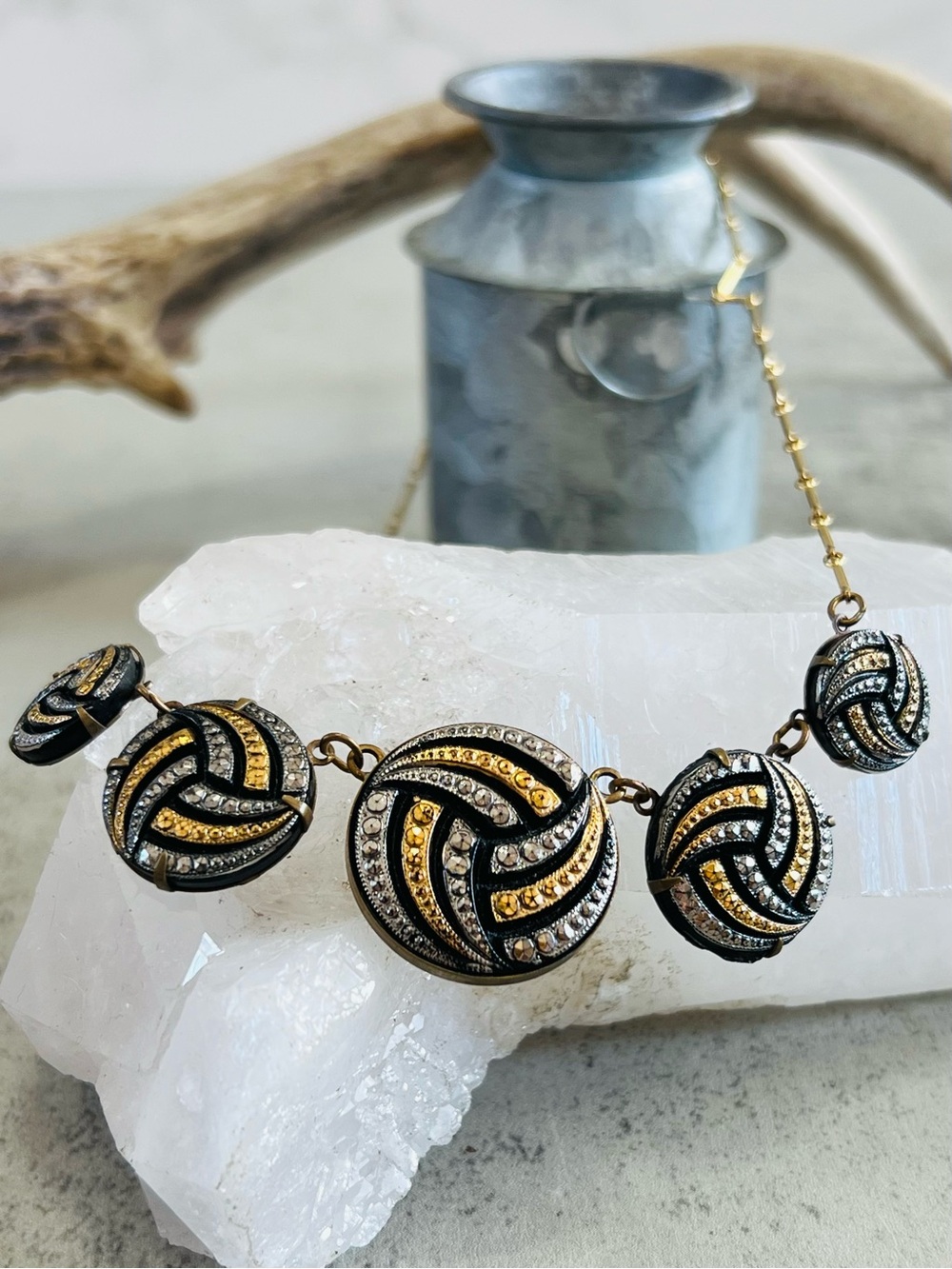Pididdly Links Gold Silver Black Plated Brass Swirl Link Necklace 16in.
